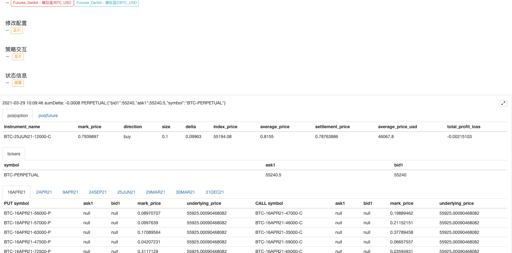 Dynamic Delta Hedging of Deribit Options
