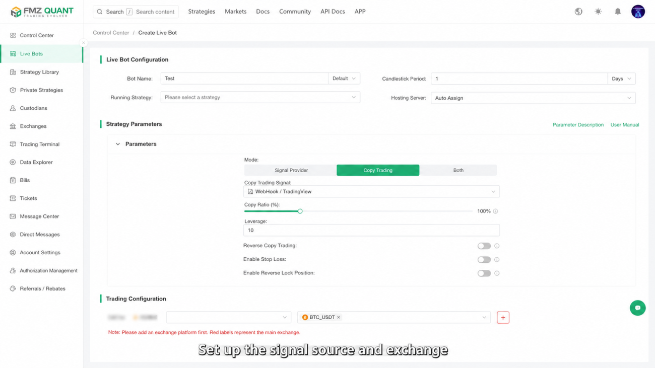 Creating a cross-platform copy-trading live bot on FMZ