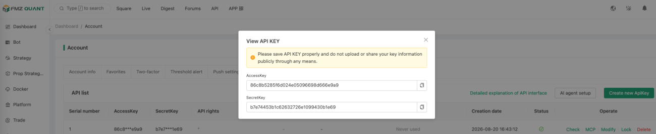 Creating an FMZ Extended API key