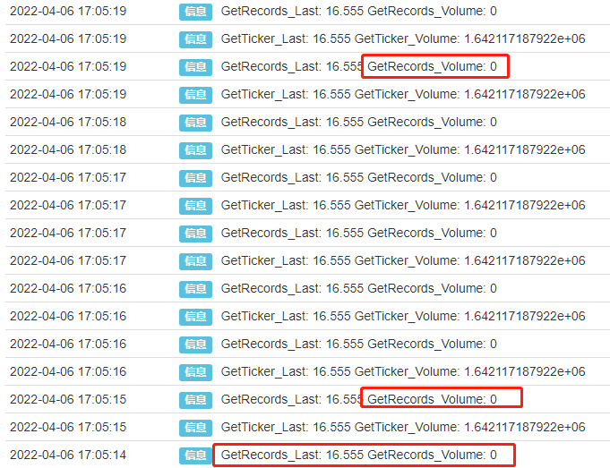 Getrecords函数无法获取以秒为单位的K线图