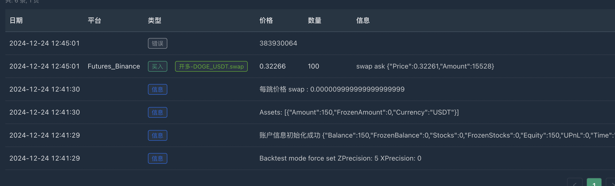 Pine语言，回测选用实盘数据，下单后报错