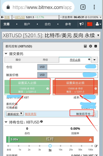 关于bitmex市价止盈止损和触发后平仓的API接口程序编写问题